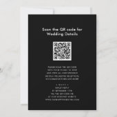 Invitation Élégant code QR noir tout en un Mariage moderne (Dos)