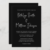 Invitation Élégant code QR noir tout en un Mariage moderne (Devant / Derrière)