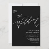 Invitation Élégant code QR noir tout en un Mariage moderne (Devant)