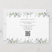 Invitation Élégant Code QR Photo Florale de Mariage de Verdur (Dos)