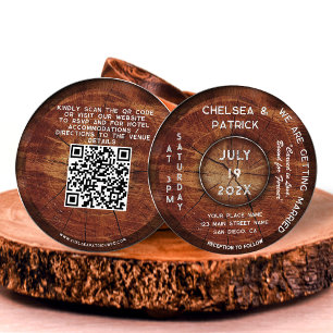 Invitation Élégant Code QR Rond de Mariage de Jardin Rustique
