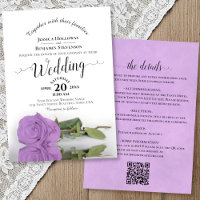 Élégant Code QR Rose Lilas Mariage Calligraphié