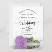 Invitation Élégant Code QR Rose Lilas Mariage Calligraphié (Devant)