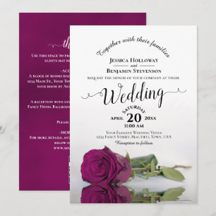 Invitation Élégant Code QR Rose Magenta Calligraphié Mariage
