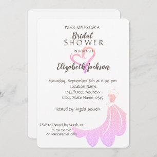 Invitation Elégant coeur d'or, Fête des mariées de robe