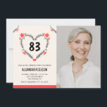 Invitation Elégant Coeur Floral Rouge pour son 83e anniversai<br><div class="desc">Elégant Coeur Floral Rouge pour son 83e anniversaire Invitation moderne</div>