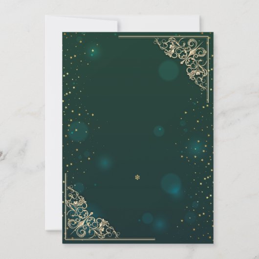 Invitation Elegant Coeurs Cadre Vert Mariage Anniversaire (Dos)