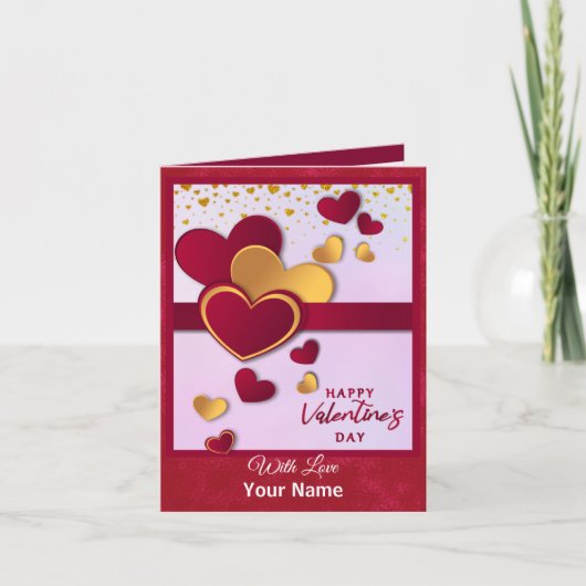 Invitation Elégant Coeurs Rouge et Or Valentine's Day Design (Devant)