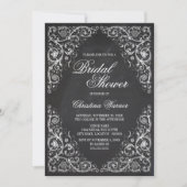 Invitation Élégant coin en tableau noir Fête des mariées fleu (Devant)