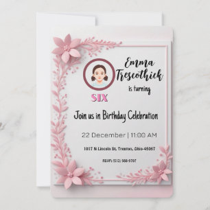 Invitation Elégant Coin Floral Rose Personnalisable