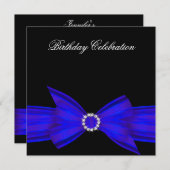 Invitation Elégant colbolt royal Blue fête d'anniversaire (Devant / Derrière)