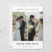 Invitation Elegant Collage 2 Photo Modern Black Chic Wedding (Devant)