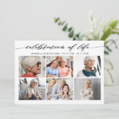 Invitation Élégant Collage Photo Célébration De La Vie Mémori (Debout devant)