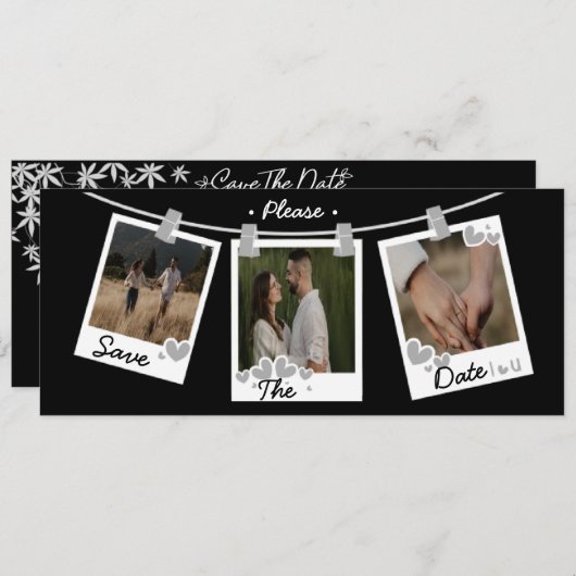 Invitation Élégant Collage Photo Enregistrer La Date (Devant / Derrière)