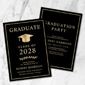 Invitation Elegant College Black Gold Party