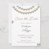 Invitation Elégant collier Pearl Enregistrer la date (Devant)