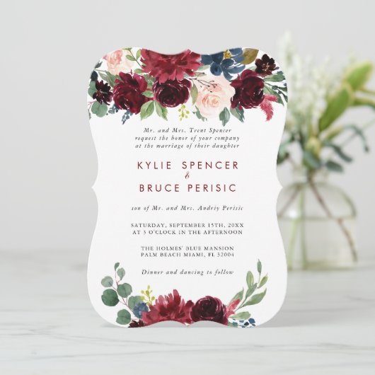 Invitation Élégant coloré Floral Delal Mariage (Debout devant)