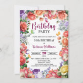 Invitation Elegant Colorful Floral 36th Birthday Party (Devant)