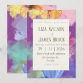 Invitation Elegant  Colorful Floral  Wedding  (Devant / Derrière)