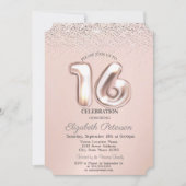 Invitation Élégant Confetti Branché Sweet 16 (Devant)