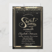 Invitation Elégant Confetti Gold Frame Sweet 17 Anniversaire (Devant)