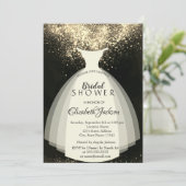 Invitation Elégant Confetti Or, Robe, Fête des mariées (Debout devant)