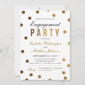 Invitation Elégant Confetti Or & White Engagement Party (Devant)