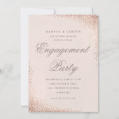 Invitation Élégant Confetti Rose Gold Engagement Party (Devant)