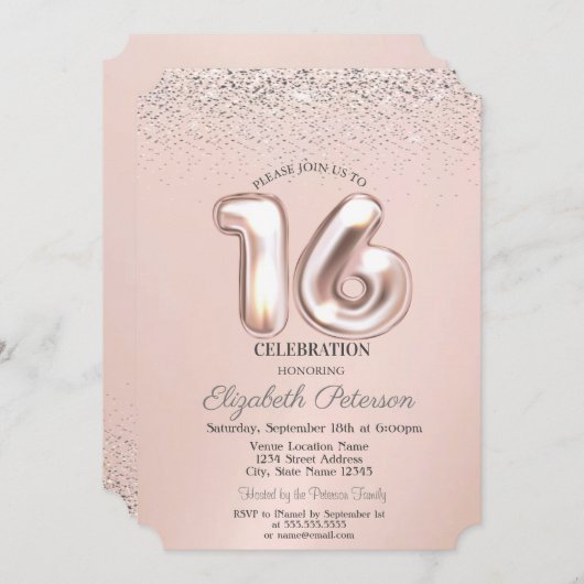 Invitation Élégant Confetti Sweet tendance 16 (Devant / Derrière)