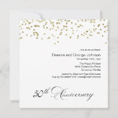 Invitation Élégant Confettis Noirs 50e Anniversaire de Mariag (Dos)