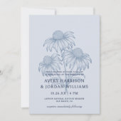 Invitation Élégant Confleur Botanique Dusty Mariage Bleu (Devant)