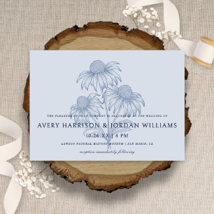 Invitation Élégant Confleur Botanique Dusty Mariage Bleu
