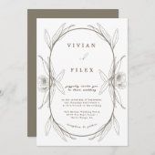 Invitation Élégant Confort Vert Lumière Mariage Capsule Flora (Devant / Derrière)