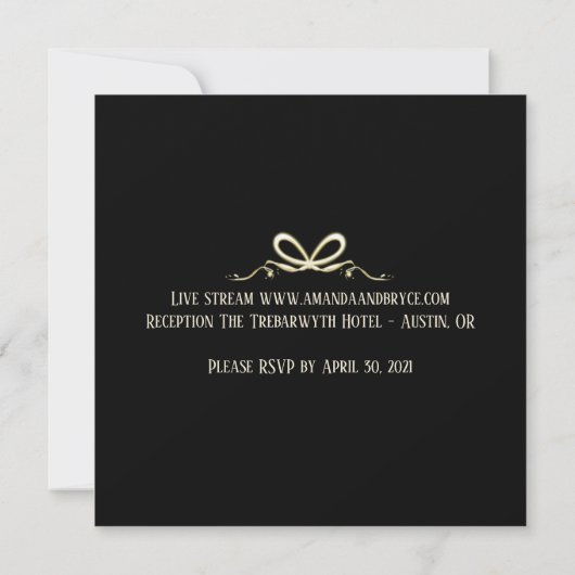 Invitation Élégant convid moderne live stream mariage (Dos)