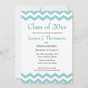 Invitation élégant, cool bleu chevron photo graduation