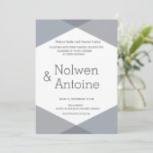 Invitation Elégant cool moderne lilas gris mariage géométriqu (Debout devant)