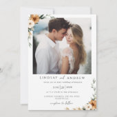 Invitation Elegant Copper & Earthy Botanical Photo (Devant)