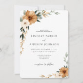 Invitation Elegant Copper & Earthy Botanical Photo Wedding (Devant)