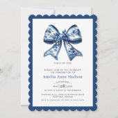 Invitation Elegant Coquette Blue Floral Bow Graduation Party (Devant)