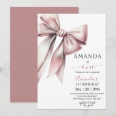 Invitation Elegant Coquette Bow fille Anniversaire (Devant / Derrière)