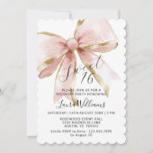 Invitation Elegant Coquette Pink & Gold Bow Sweet 16 (Devant)