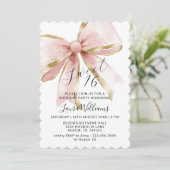 Invitation Elegant Coquette Pink & Gold Bow Sweet 16 (Debout devant)