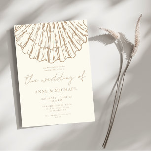 Invitation Élégant Coquillage de Champagne Beige Mariage
