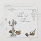 Invitation Elégant Coquillage Vintage Douche nuptiale Invitat (Devant / Derrière)