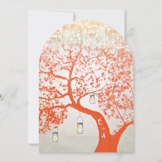 Invitation Élégant Corail argenté Rustique Mariage forestier (Dos)