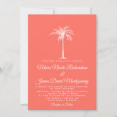 Invitation Elégant Corail Blanc Palmier Formal Beach Mariage (Devant)