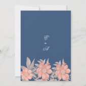 Invitation Elégant corail bleu marine gris doux mariage flora (Dos)