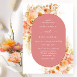 Invitation Elégant corail, brun de Pêche et Mariage ovale de<br><div class="desc">Dégustez vos invités avec cette élégante invitation de mariage avec une belle arche ovale de corail avec des éléments floraux d'aquarelle exquis entourant vos détails mariages avec des fleurs, du feuillage et de l'herbe pampa dans un beau mélange de pêche, d'orange, de rose roux, de corail poussiéreux, de crème et...</div>
