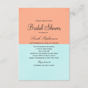 Invitation Élégant Corail et Mint vert Couleur deux tons