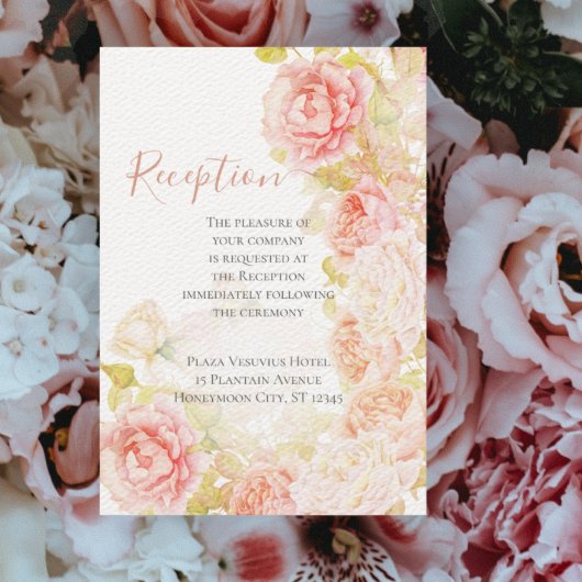 Invitation Elégant corail rose Secret Rose Garden Wedding Inv